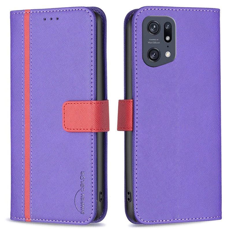 Κάλυμμα Oppo Find X5 Pro Faux Leather Tetxuré Binfen Color